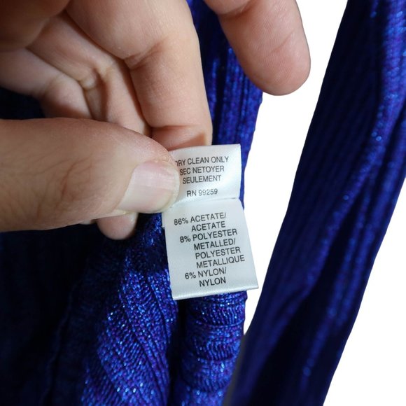 VERA WANG LAVENDER LABEL Y2K Metallic Tipped Rib Knit Caridigan Size L Purple - Picture 6 of 6